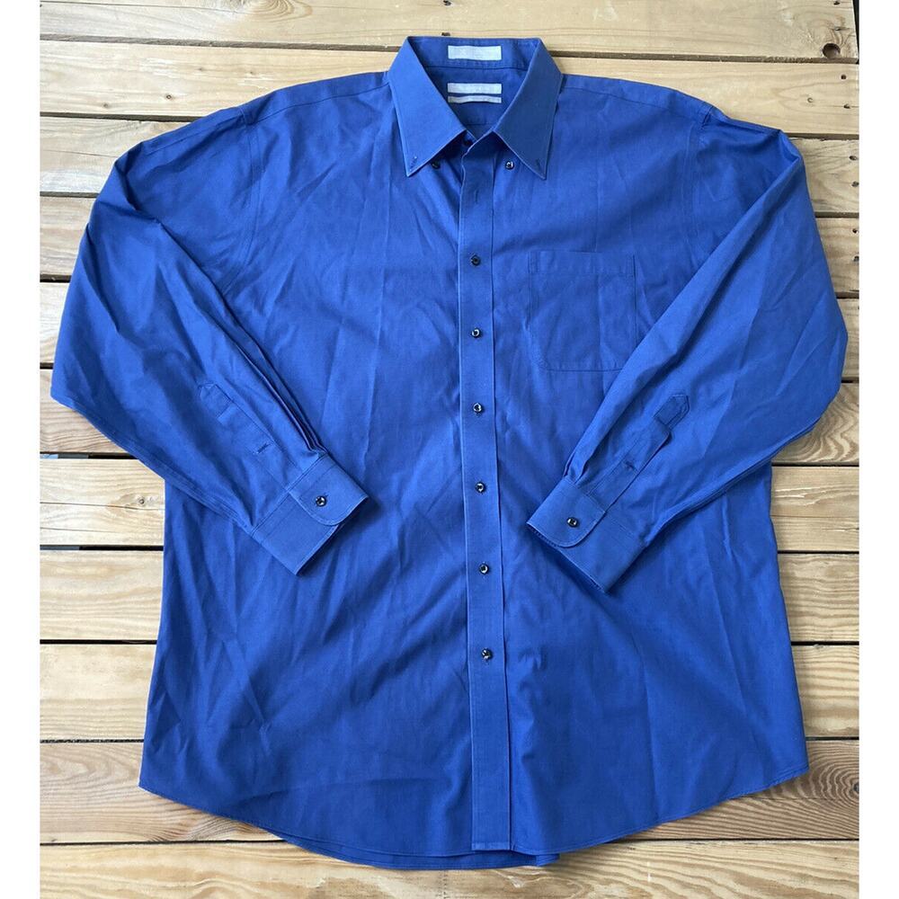 Nordstrom Traditional Fit Button Up Dress Shirt Size 18/36 Mens Blue Long Sleeve